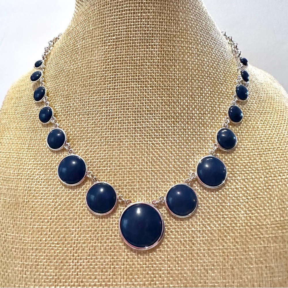 Chaps Necklace- Statement Collar Length Silver To… - image 1